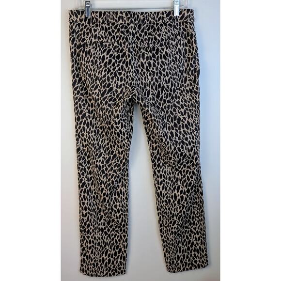 Banana Republic Sloan Ankle Pants Size 8 Tan Blk Cheetah Print Mid Rise Stretch - Picture 2 of 8